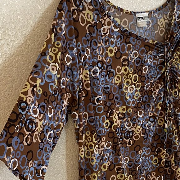 I.N. STUDIO Asymmetrical Rouched Neckline Top - Picture 3 of 9